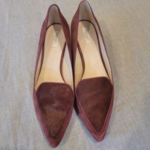 Cole Haan Suede & Calf's Hair Pointed Toe Loafer Flats